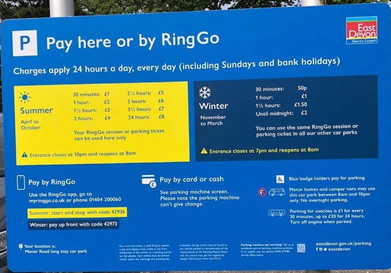 Sidmouth Car Park Manor Road Car Park